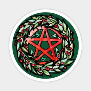 Pagan Witch Yule Wreath Magnet